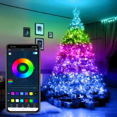 Megabilligt Smart Christmas Lighting RGB LED -valon silmukka sovelluksen kaukosäätimellä 10m Megabilligt Smart Christmas Lighting RGB LED -valon silmukka sovelluksen kaukosäätimellä 10m