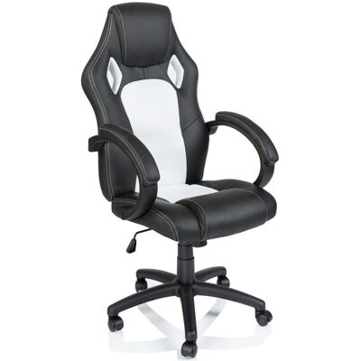 Chaise de bureau Racing blanche de Tresko - Siège ergonomique ajustable - Publicité Chaise de bureau Racing blanche de Tresko - Siège ergonomique ajustable - Publicité
