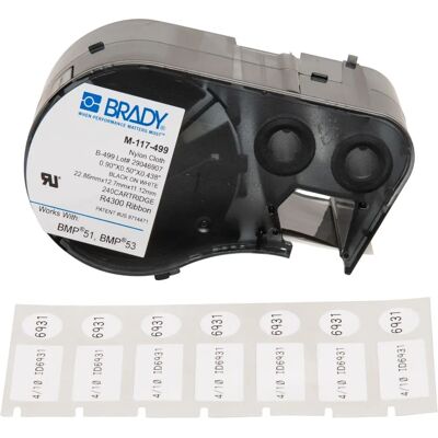 Brady - M-117-499 - Preto - 12.7x25.4 mm - Etiqueta Brady - M-117-499 - Preto - 12.7x25.4 mm - Etiqueta