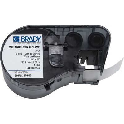 Brady M fita para etiquetas Branca sobre Verde - Fita de etiquetas Brady M fita para etiquetas Branca sobre Verde - Fita de etiquetas