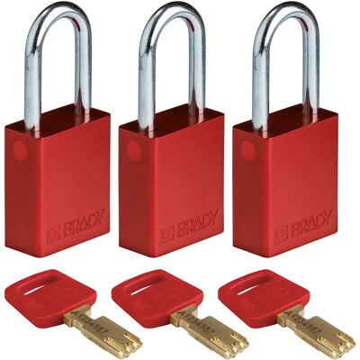 Brady - ALU-RED-38ST-KA3PK - Aluminium - Rot - Vorhängeschloss Brady - ALU-RED-38ST-KA3PK - Aluminium - Rot - Vorhängeschloss