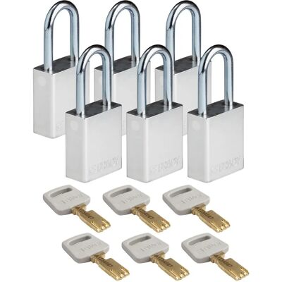 Brady - ALU-SLV-38ST-KD6PK - Aluminium - 38mm gâchette - Padlock - Publicité Brady - ALU-SLV-38ST-KD6PK - Aluminium - 38mm gâchette - Padlock - Publicité