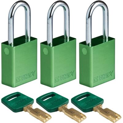 Brady - ALU-GRN-38ST-KA3PK - Vert - Serrure - Publicité Brady - ALU-GRN-38ST-KA3PK - Vert - Serrure - Publicité