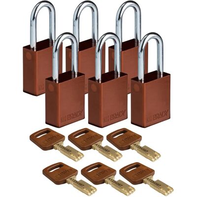 Brady - ALU-BRN-38ST-KD6PK - Braun - 38 mm - Vorhängeschloss Brady - ALU-BRN-38ST-KD6PK - Braun - 38 mm - Vorhängeschloss