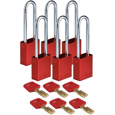 Brady ALU-RED-76ST-KD6PK Aluminium body - Vorhängeschloss Brady ALU-RED-76ST-KD6PK Aluminium body - Vorhängeschloss