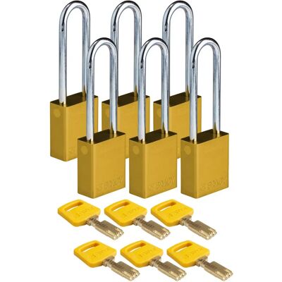 Brady ALU-YLW-76ST-KD6PK - Aluminium-Schloss - Gelb - 76mm Brady ALU-YLW-76ST-KD6PK - Aluminium-Schloss - Gelb - 76mm