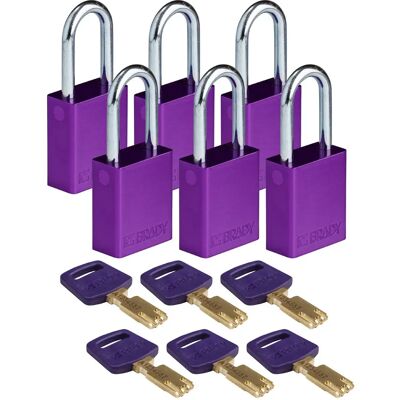Brady - ALU-PRP-38ST-KD6PK - Violet - 6,4 mm dia - cadenas et serrures - Publicité Brady - ALU-PRP-38ST-KD6PK - Violet - 6,4 mm dia - cadenas et serrures - Publicité