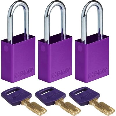 Brady - ALU-PRP-38ST-KA3PK - Violet - padlock - Publicité Brady - ALU-PRP-38ST-KA3PK - Violet - padlock - Publicité