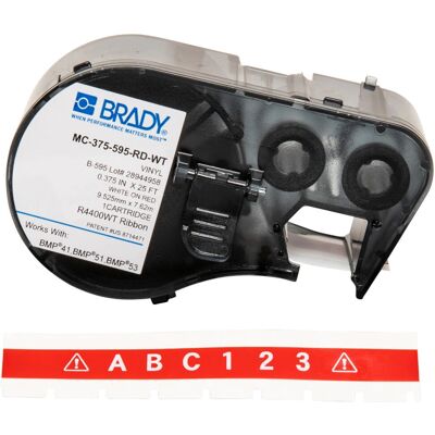 Brady - MC-375-595-RD-WT - Vermelho - Vinil - Etiqueta de impressora Brady - MC-375-595-RD-WT - Vermelho - Vinil - Etiqueta de impressora