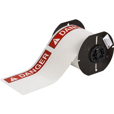 Brady - B30-25-854-DANG - Rouge sur blanc - Étiquette - Publicité Brady - B30-25-854-DANG - Rouge sur blanc - Étiquette - Publicité