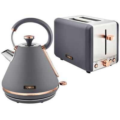 Tower - Cavaletto Pyramid Kettle - Grey - Kettle Toaster Set Tower - Cavaletto Pyramid Kettle - Grey - Kettle Toaster Set