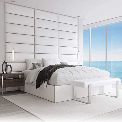 VANT PANELS - Upholstered Headboard with Decorative Panel - 76cm White Wall Panel VANT PANELS - Upholstered Headboard with Decorative Panel - 76cm White Wall Panel
