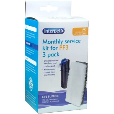 Interpet PF3 Aquarium Power Filter - Maandelijkse Service Kit (Verpakking van 3) Interpet PF3 Aquarium Power Filter - Maandelijkse Service Kit (Verpakking van 3)