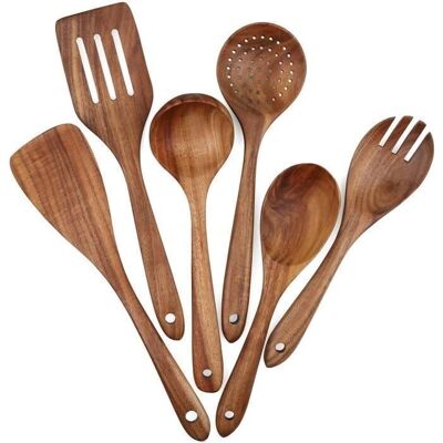 YIKXIULF 6pc Teak Utensil Set - Ustensiles de cuisine - Publicité YIKXIULF 6pc Teak Utensil Set - Ustensiles de cuisine - Publicité