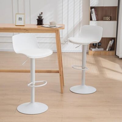 KIDOL & SHELLDER Kidol&shellder - Tabourets de Bar Ensemble de 2, Blanc, Coussin de Siège, Dossier Pivotant Réglable en Hauteur, Métal - Tabouret de Bar - Publicité KIDOL & SHELLDER Kidol&shellder - Tabourets de Bar Ensemble de 2, Blanc, Coussin de Siège, Dossier Pivotant Réglable en Hauteur, Métal - Tabouret de Bar - Publicité