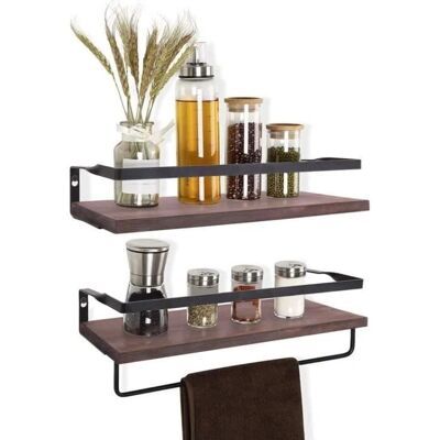 Unho - Vintage Mensola da muro - Marrone/Nero - 40x15x7.5 cm Unho - Vintage Mensola da muro - Marrone/Nero - 40x15x7.5 cm