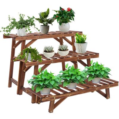 Soporte de plantas en escalera modular UNHO - Madera de pino resistente - 40kg Soporte de plantas en escalera modular UNHO - Madera de pino resistente - 40kg