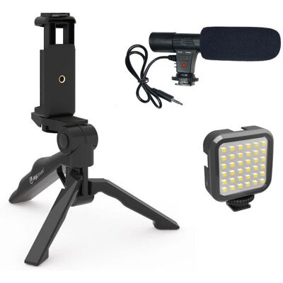 Digipower Vlogging Kit - Microphone shotgun, 36 LED, Trépied universel, Support smartphone, Télécommande - Publicité Digipower Vlogging Kit - Microphone shotgun, 36 LED, Trépied universel, Support smartphone, Télécommande - Publicité