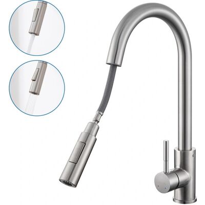 Rubinetto da Cucina in Acciaio Inox Lonheo con Rotazione di 360° e Doccetta Estraibile - Rubinetto Cucina Rubinetto da Cucina in Acciaio Inox Lonheo con Rotazione di 360° e Doccetta Estraibile - Rubinetto Cucina