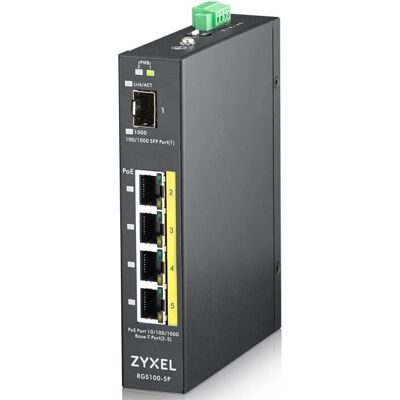 Zyxel RGS100-5P Unmanaged Gigabit Ethernet Switch - PoE - Schwarz Zyxel RGS100-5P Unmanaged Gigabit Ethernet Switch - PoE - Schwarz