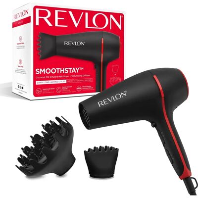 Revlon Smoothstay Coconut Oil Hair Dryer - Volumising Diffuser - Hair Dryer Revlon Smoothstay Coconut Oil Hair Dryer - Volumising Diffuser - Hair Dryer