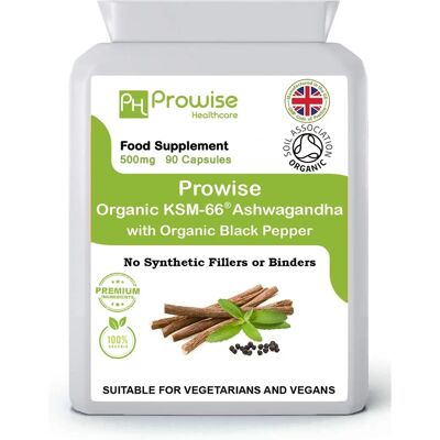 Prowise Healthcare KSM-66 Ashwagandha con Pepe Nero Biologico 500mg - Integratore a Spettro Completo Prowise Healthcare KSM-66 Ashwagandha con Pepe Nero Biologico 500mg - Integratore a Spettro Completo