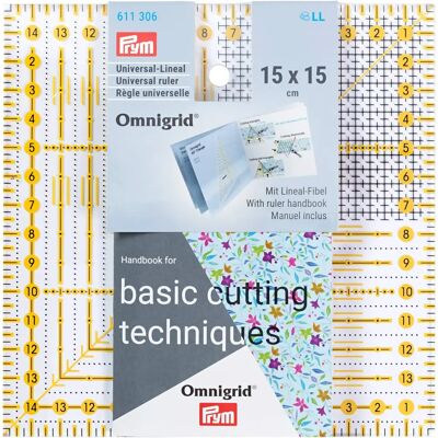 Prym Transparent 15x15 cm Omnigrid Ruler - Cutting Tool for Quilting Prym Transparent 15x15 cm Omnigrid Ruler - Cutting Tool for Quilting