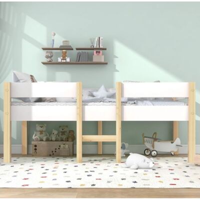 MUVOE Lit enfant avec protection contre la chute - 90x200 cm - blanc & chêne - Lit pour enfant - Publicité MUVOE Lit enfant avec protection contre la chute - 90x200 cm - blanc & chêne - Lit pour enfant - Publicité