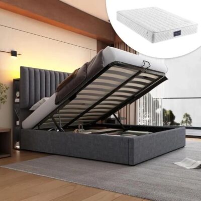 MUVOE Cadre de Lit LED Gris avec USB C & Tête Réglable - Type de Lit - Publicité MUVOE Cadre de Lit LED Gris avec USB C & Tête Réglable - Type de Lit - Publicité