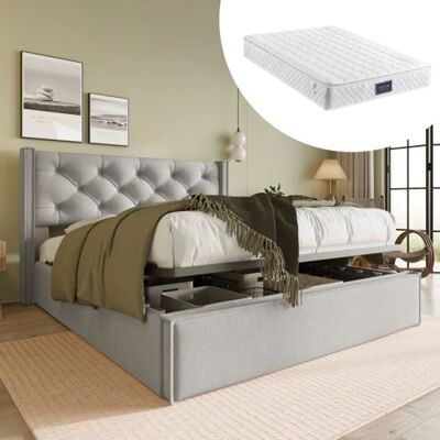 MUVOE Lit double - 160x200 cm - avec matelas - Publicité MUVOE Lit double - 160x200 cm - avec matelas - Publicité