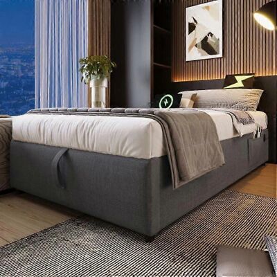 MUVOE Lit capitonné 90 x 190 cm - Lit avec USB-C et sommier à lattes - Publicité MUVOE Lit capitonné 90 x 190 cm - Lit avec USB-C et sommier à lattes - Publicité