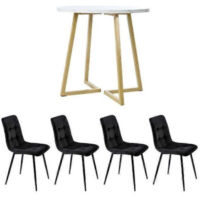 Ensemble de table à manger ronde MUVOE - Diamètre 80cm, 4 chaises en velours - Publicité Ensemble de table à manger ronde MUVOE - Diamètre 80cm, 4 chaises en velours - Publicité