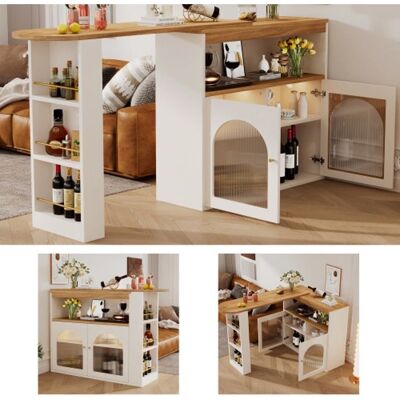 MUVOE 138-193X39X105CM Table de bar moderne extensible et rotative - Table - Publicité MUVOE 138-193X39X105CM Table de bar moderne extensible et rotative - Table - Publicité
