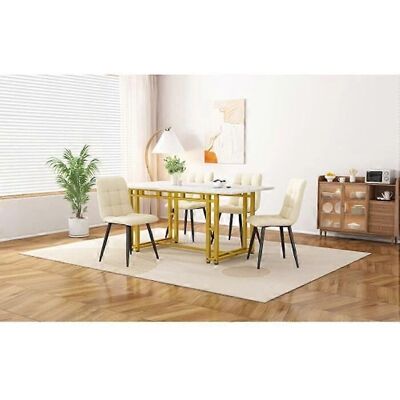 Table à manger MUVOE 120x70cm - Métal avec jambes dorées - Publicité Table à manger MUVOE 120x70cm - Métal avec jambes dorées - Publicité