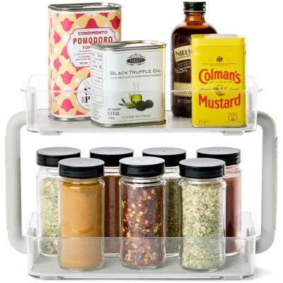 Madesmart Modèle : Organisateur d'épices - Gris - 2 niveaux, sans BPA Madesmart Modèle : Organisateur d'épices - Gris - 2 niveaux, sans BPA