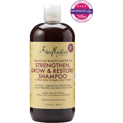 Shampoo à l'huile de ricin noire jamaïcaine SheaMoisture - Renforce, Faites pousser & Restaure - 482ml - Publicité Shampoo à l'huile de ricin noire jamaïcaine SheaMoisture - Renforce, Faites pousser & Restaure - 482ml - Publicité