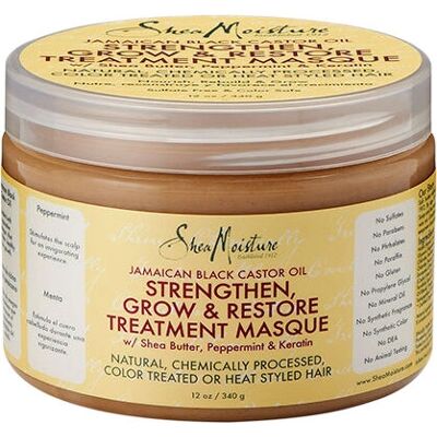 Mascarilla capilar Shea Moisture con aceite de ricino negro jamaicano - Fortalece y Restaura Mascarilla capilar Shea Moisture con aceite de ricino negro jamaicano - Fortalece y Restaura