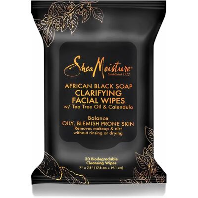 Lingettes faciales clarifiantes Shea Moisture au savon noir africain - 30 pièces - Publicité Lingettes faciales clarifiantes Shea Moisture au savon noir africain - 30 pièces - Publicité