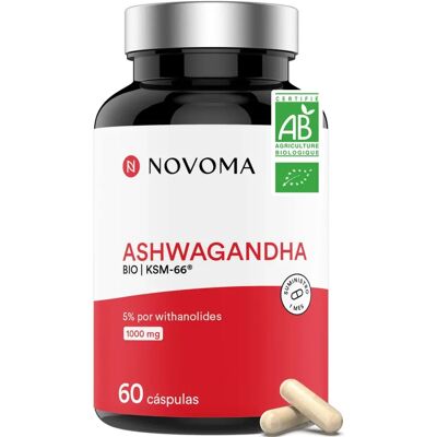 Novoma Ashwagandha bio KSM-66 (60 gélules) complément alimentaire - Publicité Novoma Ashwagandha bio KSM-66 (60 gélules) complément alimentaire - Publicité