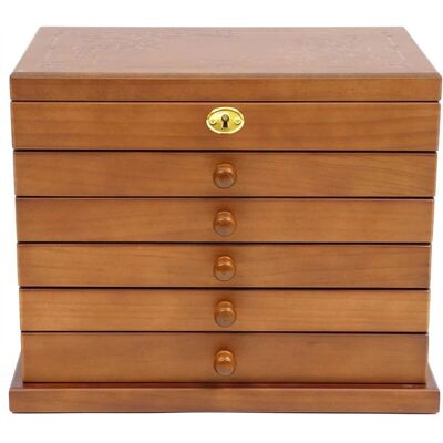 GOJOY - 6-Level Wooden Jewelry Box - Marrón - 6 Cajones - Jewelry Box GOJOY - 6-Level Wooden Jewelry Box - Marrón - 6 Cajones - Jewelry Box