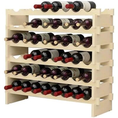 Estante de vino de madera Soges - Para 48 botellas - Elegante y duradero Estante de vino de madera Soges - Para 48 botellas - Elegante y duradero