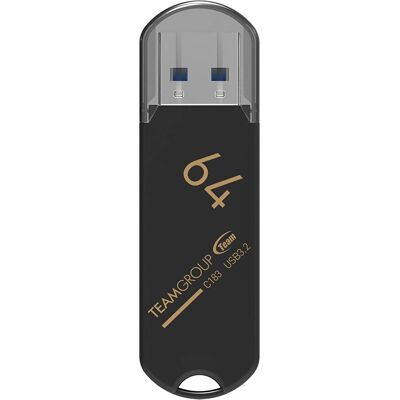 Team Group C183 64GB USB 3.2 Flash-Laufwerk - Schwarz Team Group C183 64GB USB 3.2 Flash-Laufwerk - Schwarz