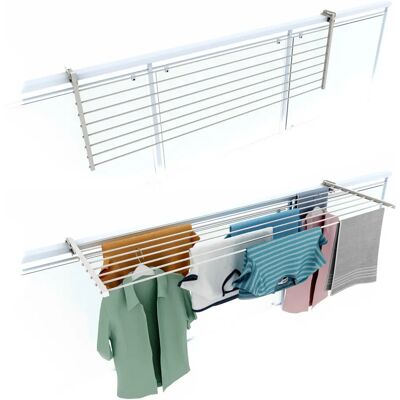 Foxydry Duo 162 cm Porte-linge de balcon pliant - Séchoir - Publicité Foxydry Duo 162 cm Porte-linge de balcon pliant - Séchoir - Publicité