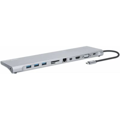Station d'accueil USB-C Manhattan avec MST et chargement PD - Supporte 3 écrans Station d'accueil USB-C Manhattan avec MST et chargement PD - Supporte 3 écrans