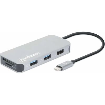 Manhattan 130615 Laptop Dock - 6-port USB-C Hub, HDMI, Ethernet, Kortlæser Manhattan 130615 Laptop Dock - 6-port USB-C Hub, HDMI, Ethernet, Kortlæser