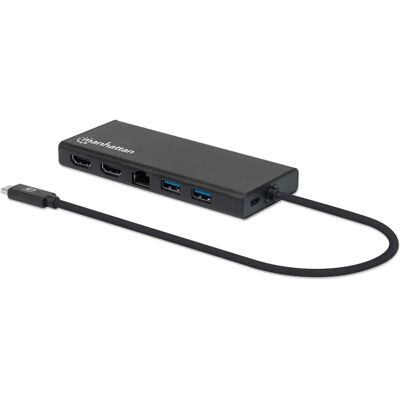 Manhattan USB-C Docking Station - Unterstützt Dual 4K HDMI, Ethernet, 60W Power Manhattan USB-C Docking Station - Unterstützt Dual 4K HDMI, Ethernet, 60W Power