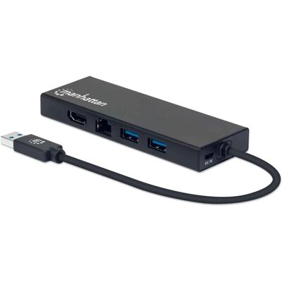 Support portable Manhattan - Double HDMI & VGA, USB-A, Ethernet - Publicité Support portable Manhattan - Double HDMI & VGA, USB-A, Ethernet - Publicité