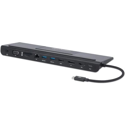 Manhattan USB-C Dock/Hub mit 3 Monitoren - Schwarz Manhattan USB-C Dock/Hub mit 3 Monitoren - Schwarz