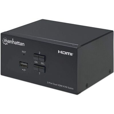 Manhattan 153522 przełącznik KVM - 4K@30Hz, Podwójny monitor, Audio, USB Hub Manhattan 153522 przełącznik KVM - 4K@30Hz, Podwójny monitor, Audio, USB Hub