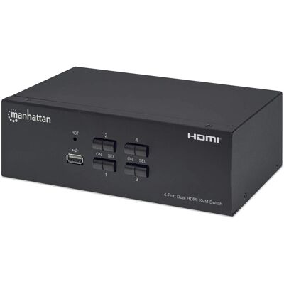 Manhattan 153539 commutateur KVM - Contrôle 4 ordinateurs, 4K@30Hz, USB-A, support audio Manhattan 153539 commutateur KVM - Contrôle 4 ordinateurs, 4K@30Hz, USB-A, support audio